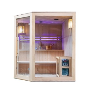 Sauna finlandeza cu temperatura inalta si soba Harvia 8kW pentru 5-6 persoane Bodo 180 x 180 cm - Img 14