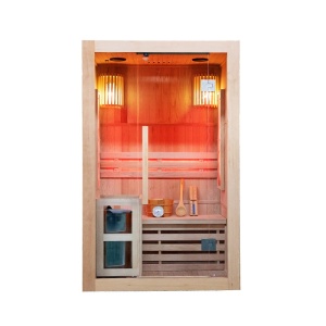 Saună finlandeză KEMI1 120×105 cm cu sobă HARVIA 3.5 kW – 1-2 persoane, saună tradițională, Hemlock, cromoterapie, Bluetooth | Deppo - Img 3
