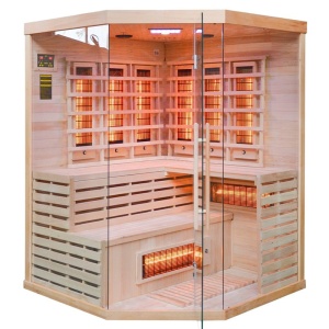 Saună uscată cu infraroșu ALTA4 150×150 cm – 4-5 persoane, încălzire carbon + quartz, Hemlock, cromoterapie, Bluetooth | Deppo - Img 3