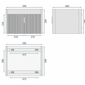 Set de mobilier de baie cu lavoar Astor 60 cm Beige - Img 6