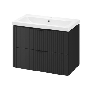Set dulap baie suspendat 2 sertare lavoar inclus, 60 cm, alb mat, MDF, Cersanit Tirso - Img 1