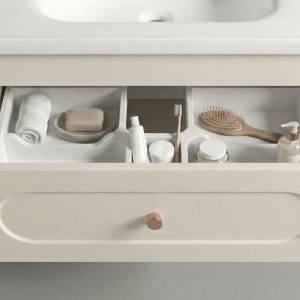 Set mobilier de baie cu lavoar River 60cm Creme - Img 5
