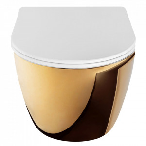 Set vas WC CARLO Flat + Bideu CARLO MINI GOLD/WHITE - Img 3