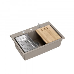 Statie de lucru incastrata Quadron Marc bej - inox 76x50 cm - Img 1