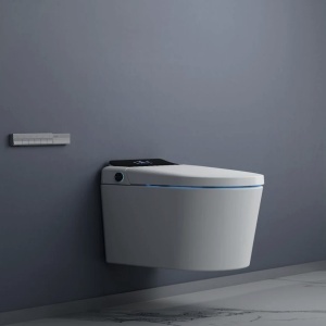 Vas wc smart, functie de bideu, capac incalzit, dezinfectare UV, cadru inclus, afisaj Led, Functii avansate, 59x38, Alb, Ralph - Img 3