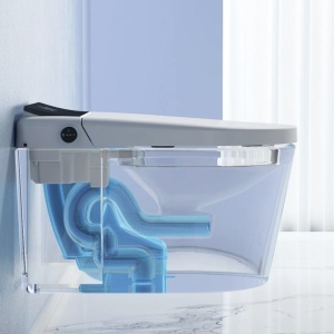 Vas wc smart, functie de bideu, capac incalzit, dezinfectare UV, cadru inclus, afisaj Led, Functii avansate, 59x38, Alb, Ralph - Img 13
