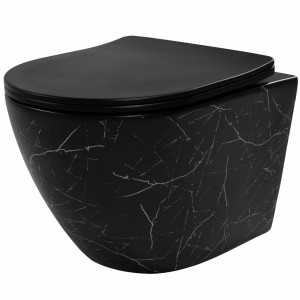 Vas WC suspendat Rea MATT BLACK MARBLE - Img 5