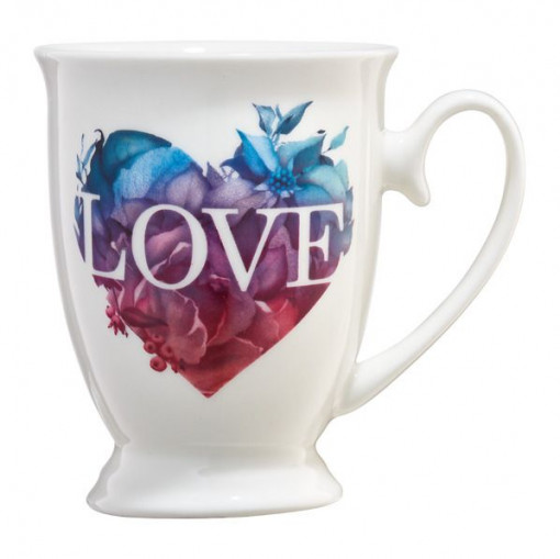 Cana cu talpa 300ml, inima multicolora, Love Letters