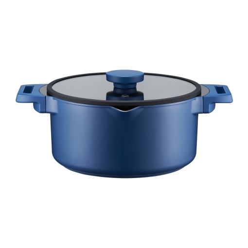 Oala cu capac 24cm, 4.7L, invelis Qualum Ceramic, Cobalt