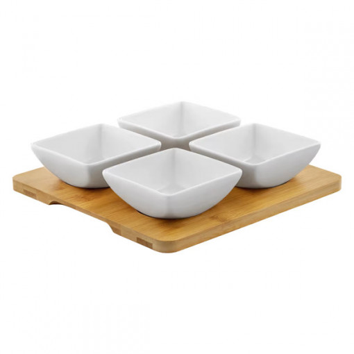 Set boluri patrate, 5 piese, alb, Natural