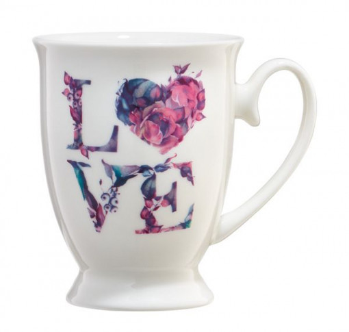 Cana cu talpa 300ml, litere florale, Love Letters