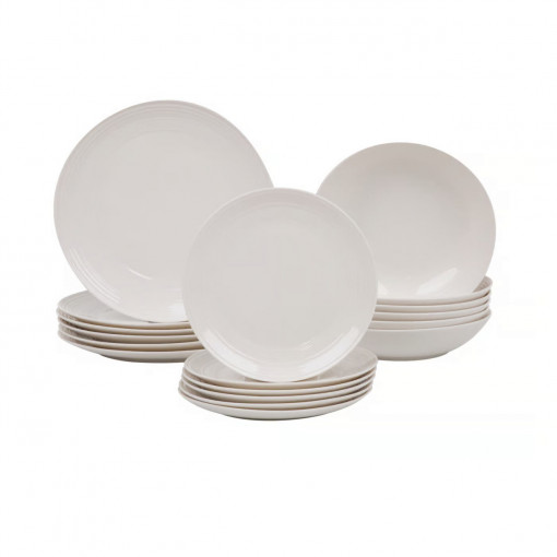 Serviciu de masa, 18 piese, 6 persoane, alb, Linea