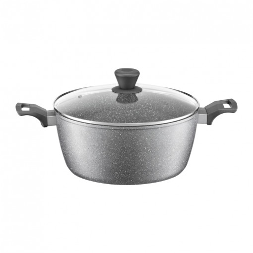 Oala cu capac 28cm, 5.7L, invelis Qualum Basic Stone, Silverstone