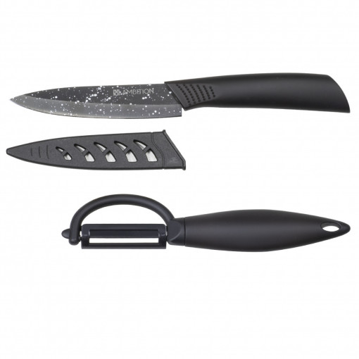 Set cutite, 2 piese, include curatator legume, negru, Skiv