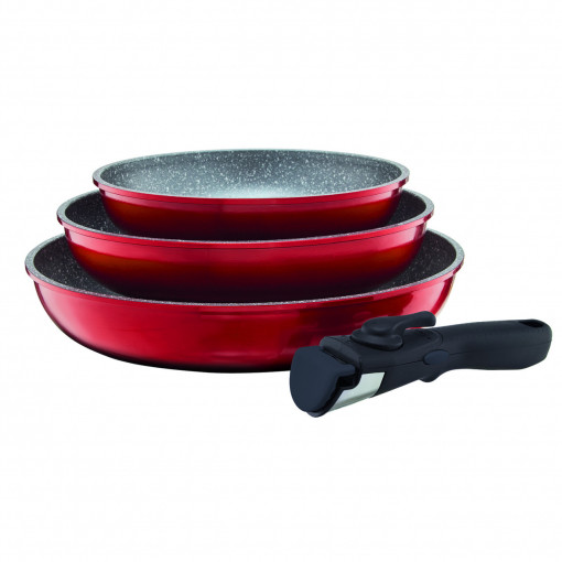 Set tigai cu maner detasabil, 4 piese, invelis Qualum Basic Stone, Jasper
