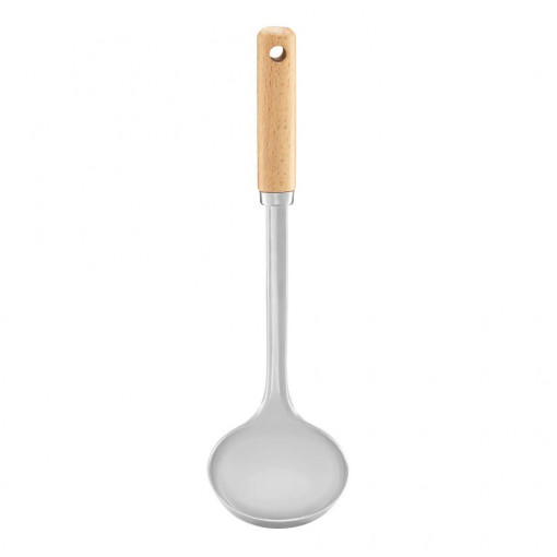 Polonic inox cu maner din lemn 30cm, Natural
