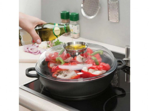 Tigaie adanca cu capac 28cm, 4.5L, sistem Aroma Knob, invelis Teflon™ Platinum Plus, Taurus