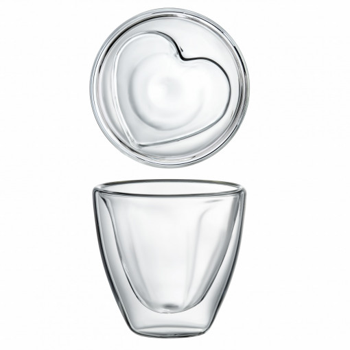 Set 2 pahare termorezistente 150ml, model inima, Mia