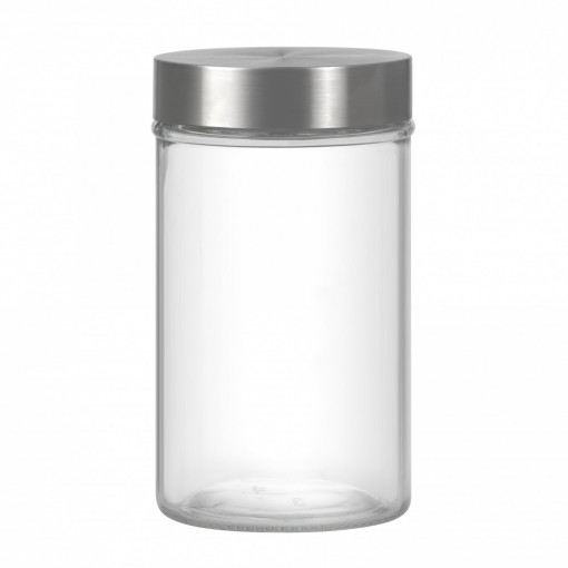 Borcan depozitare cu capac inox 1L, rotund, Milos
