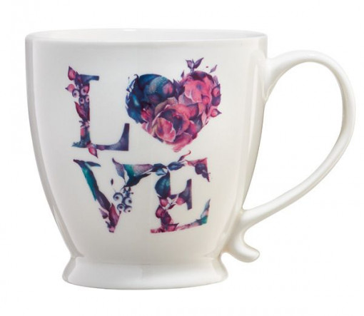 Cana cu talpa 480ml, litere florale, Love Letters