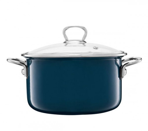 Oala emailata cu capac 24cm, 4.8L, turcoaz, Optimum