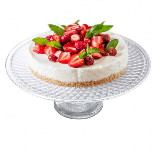 Platou sticla cu talpa 28cm, Cristal