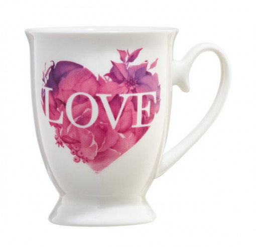 Cana cu talpa 300ml, inima roz, Love Letters