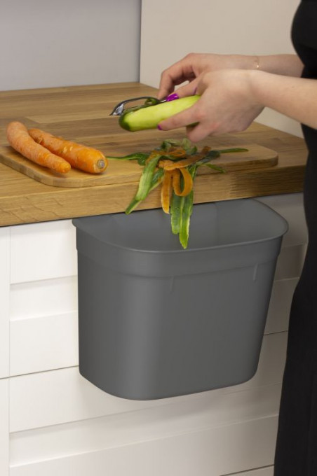 Cos de gunoi atasabil de dulap, 10L, gri, Monti