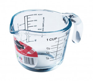 Cana sticla termorezistenta Glass Prepware, de la Ocuisine, ce dispune de scale practice de masurare