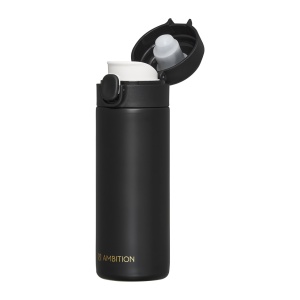 Cana termos 350ml, buton de siguranta, negru, Alice - Img 2