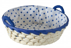 Cos rotund cu manere captusit cu material 23 cm, mix culori, Palma