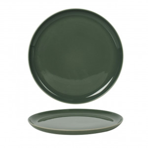 Farfurie plata cu margine ridicata 26cm, verde, Satin