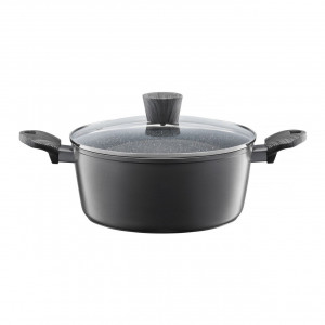 Oala cu capac 20cm, 2.3L, invelis Qualum Basic Stone Edition, Loft