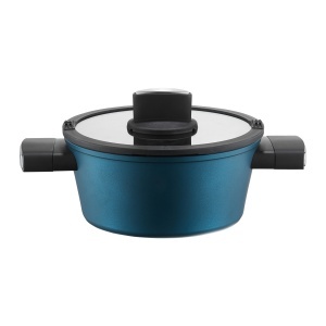 Oala cu capac 24cm, 4L, invelis Qualum Basic, Azzurro