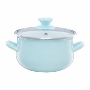 Oala email cu capac 14cm, 1.25L, menta, Pyza