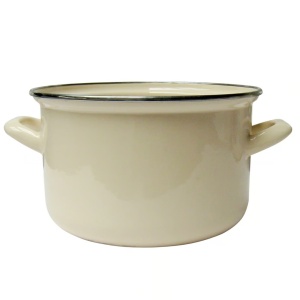 Oala emailata 16cm, 1.8L, crem, Emalia Olkusz