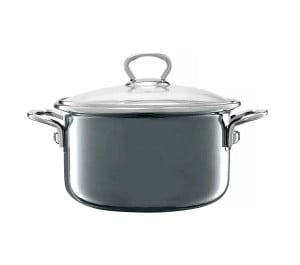 Oala emailata cu capac 20cm, 2.6L, gri, Optimum
