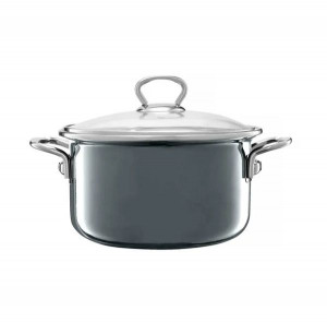 Oala emailata cu capac 22cm, 3.6L, gri, Optimum - Img 1