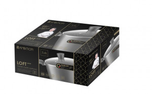 Oala inalta cu capac 20cm, 3.6L, invelis Qualum Basic Stone Edition, Loft - Img 4