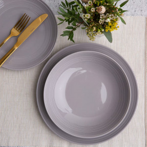 Serviciu de masa, 18 piese, 6 persoane, gri, Linea - Img 2