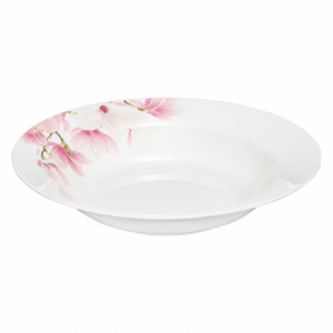 Farfurie adanca de 23 cm, parte a colectiei Magnolia, perfecta pentru servirea supelor