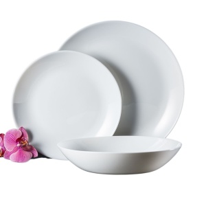 Serviciu de masa, 18 piese, 6 persoane, sticla opal, Basic