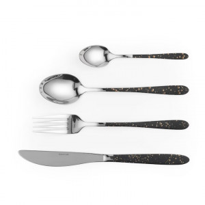Set tacamuri inox, 16 piese, 4 persoane, Marble Gold - Img 4