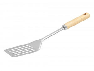 Spatula perforata cu maner lemn, Natural - Img 2