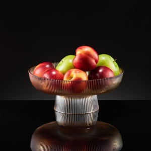 Suport tort cu talpa 25cm, sticla, chihlimbar, Curly - Img 2
