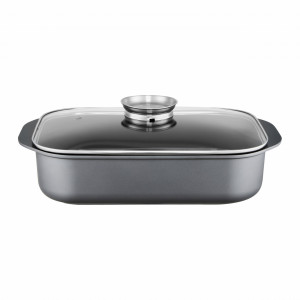Tava cu capac 40x25x9cm, 6.5L, sistem Aroma Knob, invelis Qualum Ceramic, Verso