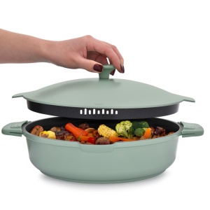 Tigaie adanca cu capac 28cm, 3.9L, invelis Qualum Basic, Fern - Img 2