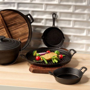 Tigaie grill cu 2 manere 30 cm, fonta, Iron - Img 5