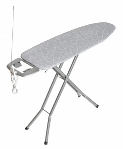 Masa de calcat 120x37cm, blat tip plasa cu suport pentru fier, priza si antena, Velkea H036-06PB - Img 3