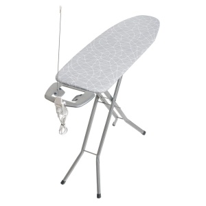 Masa de calcat 120x37cm, blat tip plasa cu suport pentru fier, priza si antena, Velkea H036-06PB - Img 6